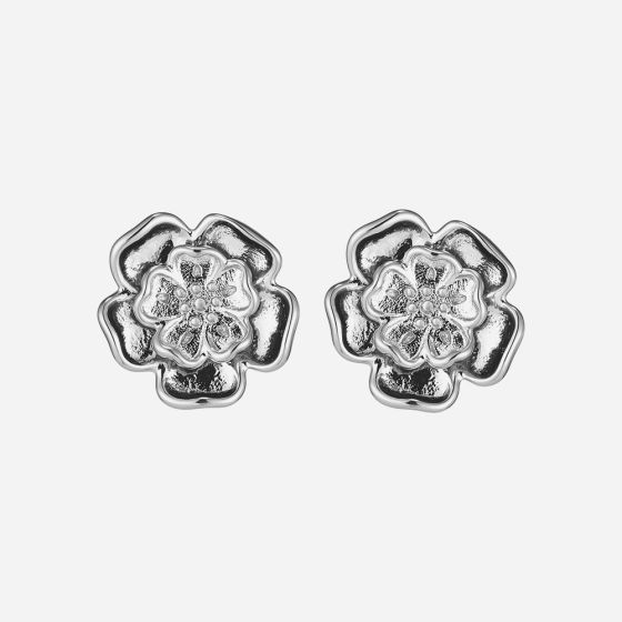 Olivia Burton Signature Tudor Rose Silver Tone Stud Earrings 24100257