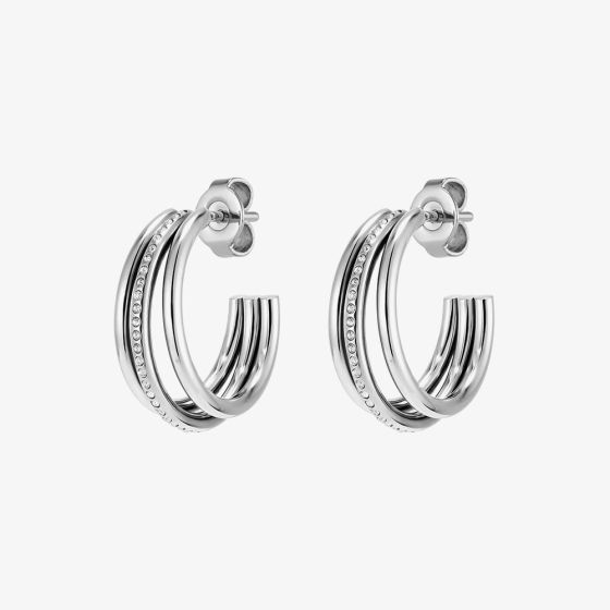 Olivia Burton Ever Stacked Silver Crystal Hoop Earrings 24100294