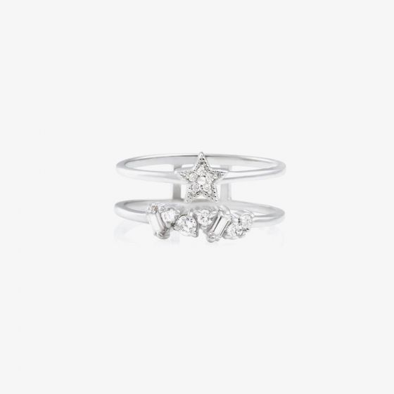 Olivia Burton Celestial Sterling Silver Double Band Ring OBJCLR09