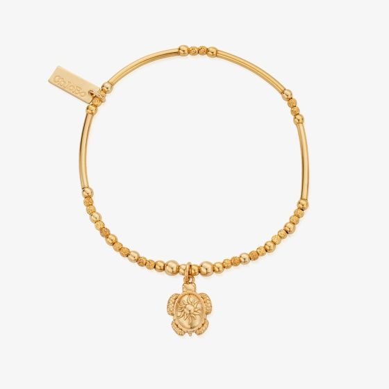 ChloBo Treasures Of Bali Sheltered Glow 18ct Yellow Gold Plated Turtle Charm Bracelet GBFBMN3505