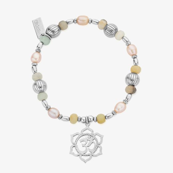 ChloBo Treasures Of Bali Divine Lotus Sterling Silver Mixed Stone Beaded Charm Bracelet SBAP3528
