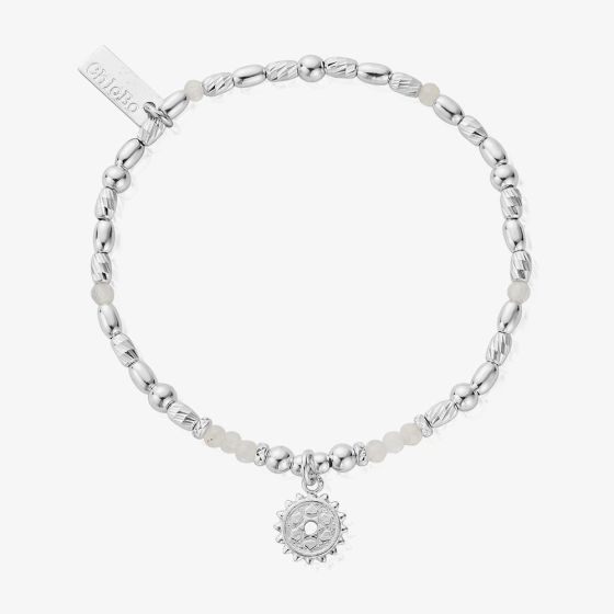 ChloBo Chakra Sterling Silver Moonstone Crown Bead Bracelet SBMS684