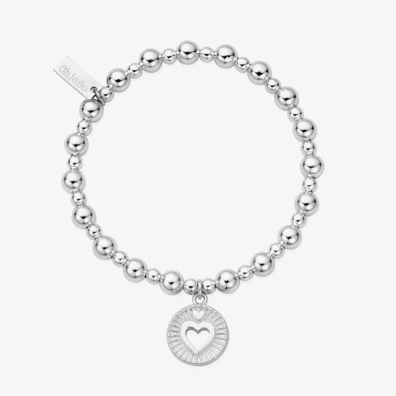 ChloBo Sterling Silver Mini Small Ball Guiding Heart Bracelet SBMSB3220