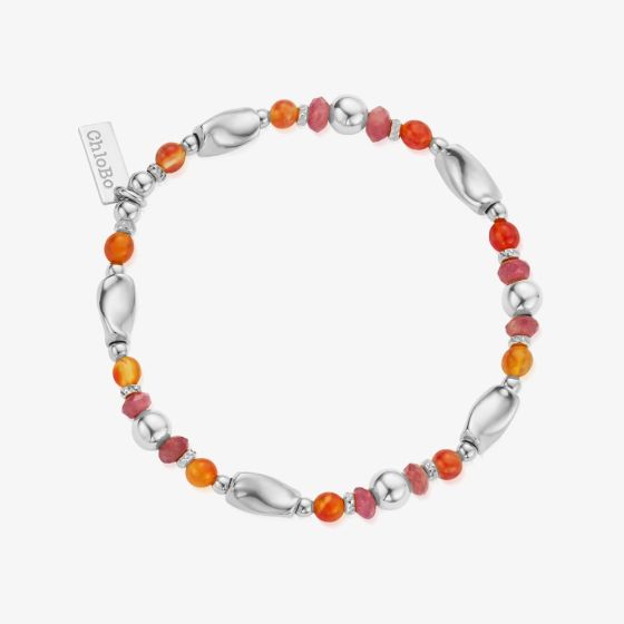 ChloBo New Dawn Sterling Silver, Fire Agate & Pink Tourmaline Bracelet SBFAPT