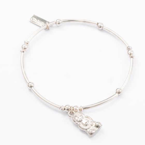 ChloBo Sterling Silver Beaded Buddha Charm Bangle Bracelet GWPBF15