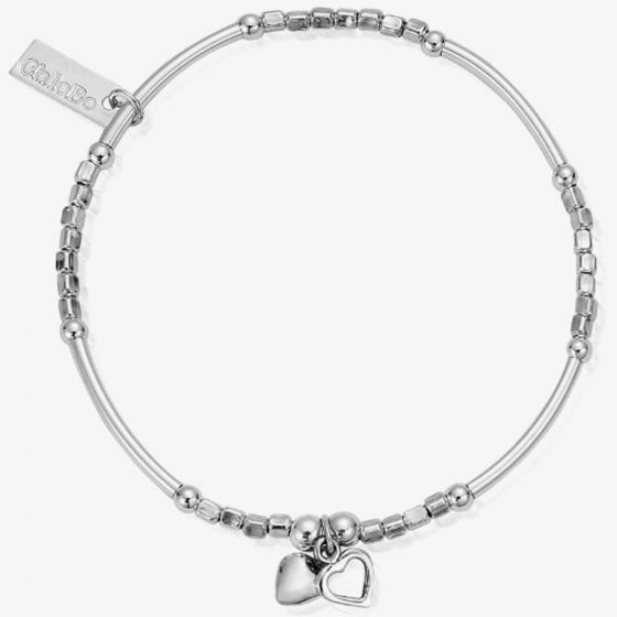 ChloBo Ladies Mini Noodle Cube Double Heart Bracelet SBMNC040