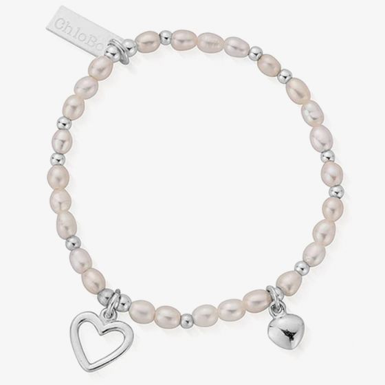ChloBo Confetti Falls Forever Love Silver and Freshwater Pearl Bracelet SBFOREVER