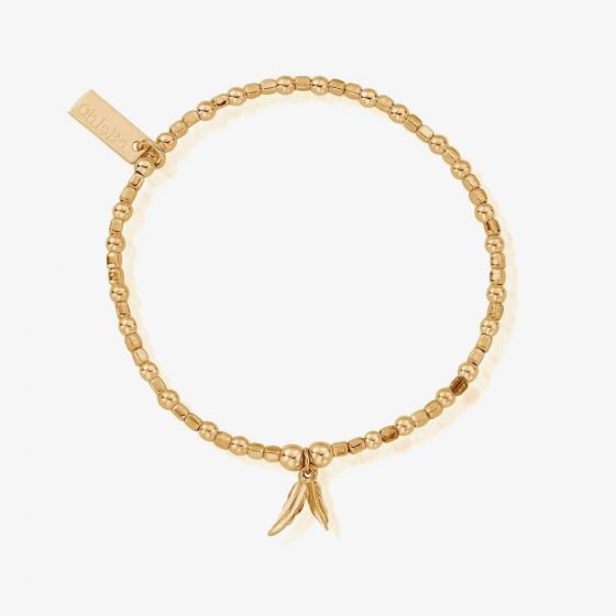 ChloBo Gold Plated Mini Cube Double Feather Bracelet GBCFB1096