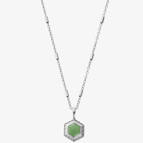 ChloBo Happiness Silver Aventurine Hexagon Necklace SNCC3442