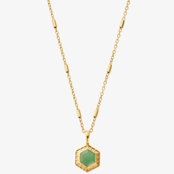 ChloBo Happiness Gold Plated Aventurine Hexagon Necklace GNCC3443