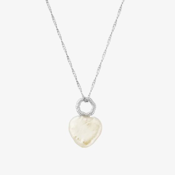 ChloBo Silver Tiny Twisted Rope Chain Lucky Pearl Necklace SNTRCHP