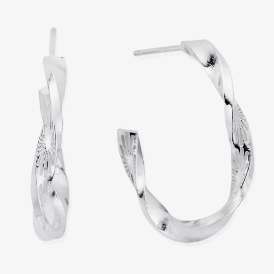 ChloBo Sun Twisted Silver Hoop Earrings SEH3206