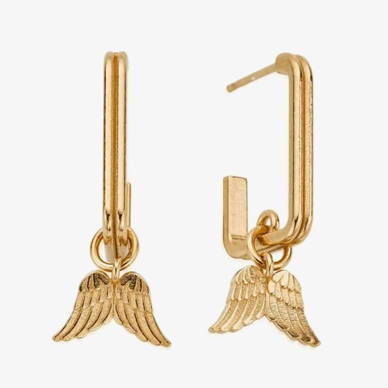 ChloBo Gold Plated Guidance Rectangular Wing Drop Hoop Earrings GEH3393