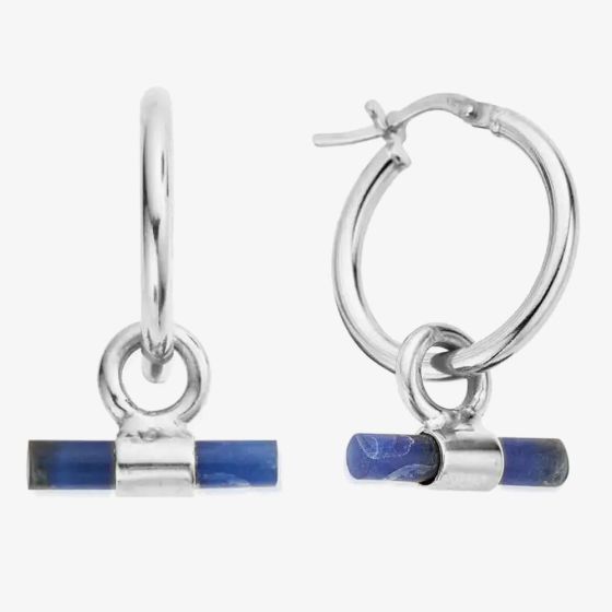 ChloBo Sterling Silver Sodalite T-Bar Hoop Earrings SEH3396