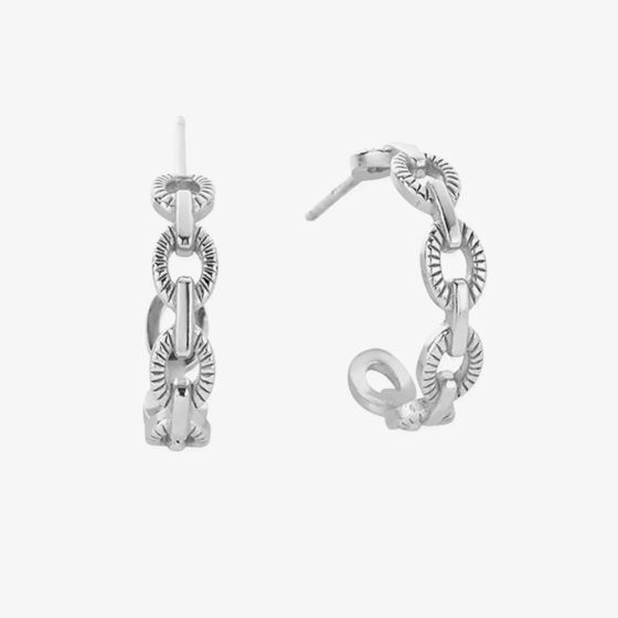 ChloBo Silver Figaro Chain Huggie Hoop Earrings SEH3470