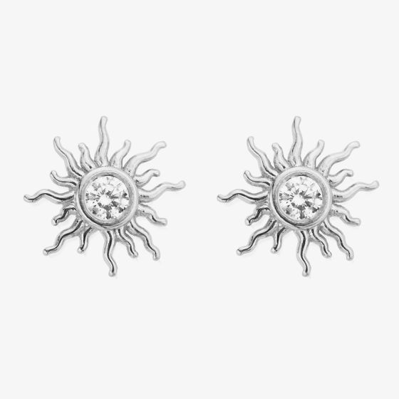 ChloBo Treasures Of Bali Sunrise Glow Sterling Silver Cubic Zirconia Sun Stud Earrings SEST3544