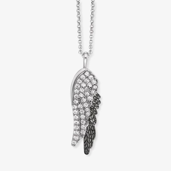 Angel Whisperer Silver Wing Duo Bicolour Necklace ERN-WINGDUO-ZI-BIB