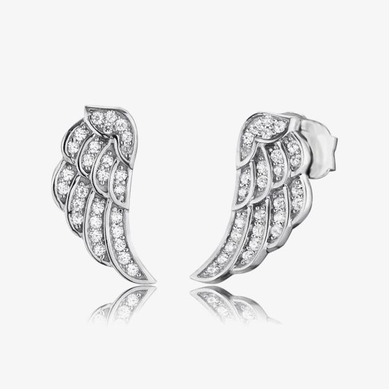 Angel Whisperer Silver Angel Wing Stud Earrings ERE-LILWING-ZI-ST