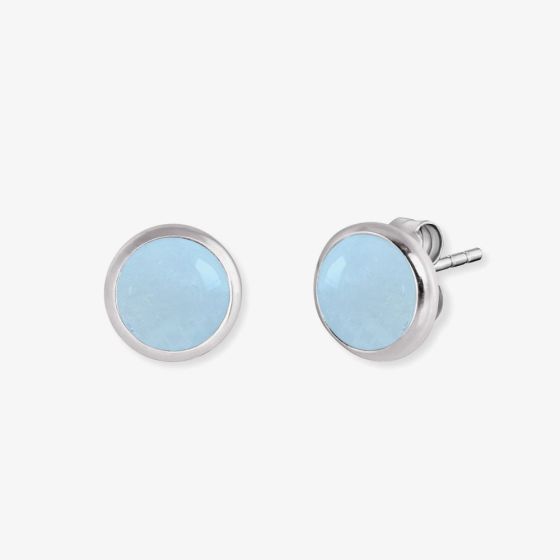 Angel Whisperer Powerful Stone Silver Blue Agate Stud Earrings ERE-BA-ST