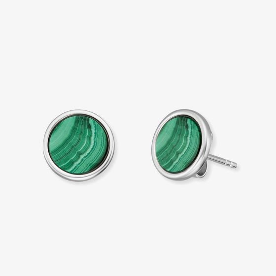 Angel Whisperer Powerful Stone Silver Malachite Stud Earrings ERE-ML-ST