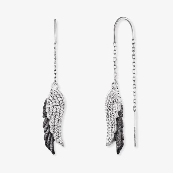 Angel Whisperer Silver Wing Duo Bicolour Dropper Earrings ERE-WINGDUO-ZI-BIB