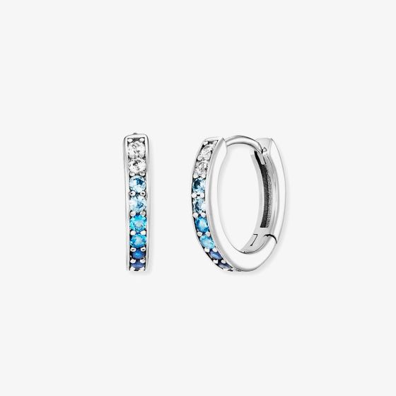 Angel Whisperer Silver & Blue Cubic Zirconia Ocean Hoop Earrings ERE-OCEAN-ZIM-CR-13