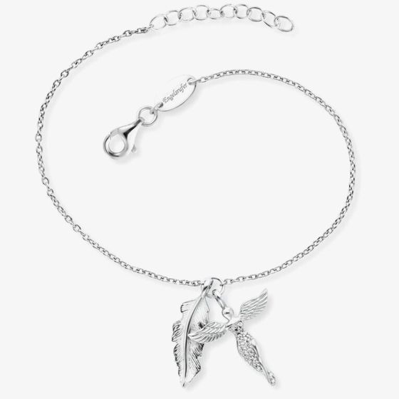 Angel Whisperer Silver Feather & Angel Bracelet ERB-FEDER-ANGEL-ZI