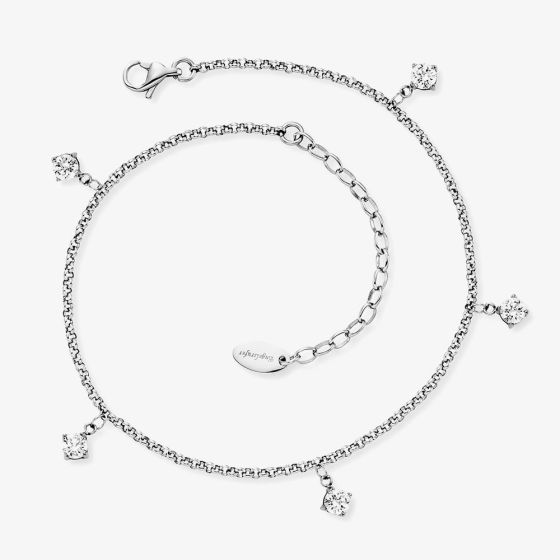 Angel Whisperer Silver Multi Cubic Zirconia Anklet ERFS-SHINY-ZI