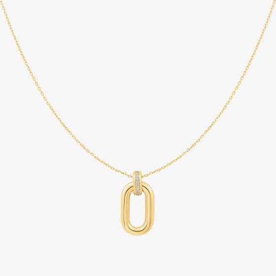 Ania Haie Vogue Maven 14ct Gold Plated Oval Hoop Pendant Necklace N062-01G