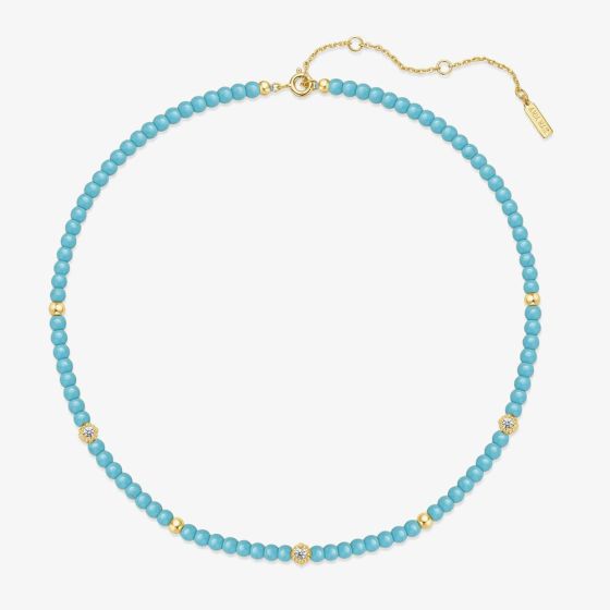 Ania Haie Chill Voyager 14ct Gold Plated Lab Created Turquoise Beaded Necklace N063-03G