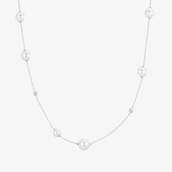 Ania Haie Luna Gaze Silver Asymmetric Shell Pearl Chain N075-05H
