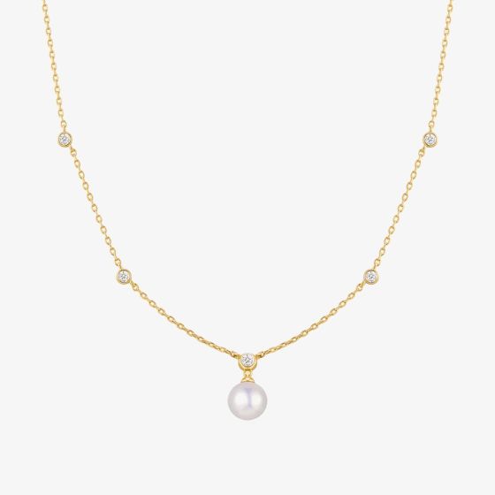 Ania Haie Luna Gaze Gold Plated Shell Pearl & Cubic Zirconia Pendant N075-09G