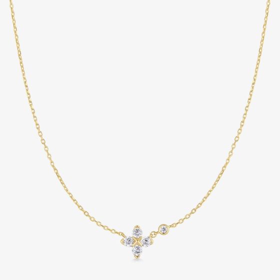 Ania Haie Starlit Drops 14ct Gold Sparkling Lucky Clover Necklace N074-04G