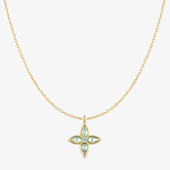 Ania Haie Ripple Joy 14ct Gold Plated Mint Green Lucky Clover Necklace N073-03G
