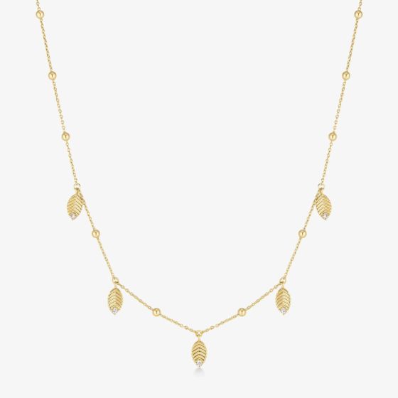 Ania Haie Ripple Joy 14ct Gold Plated Leaf Station Chain N073-06G