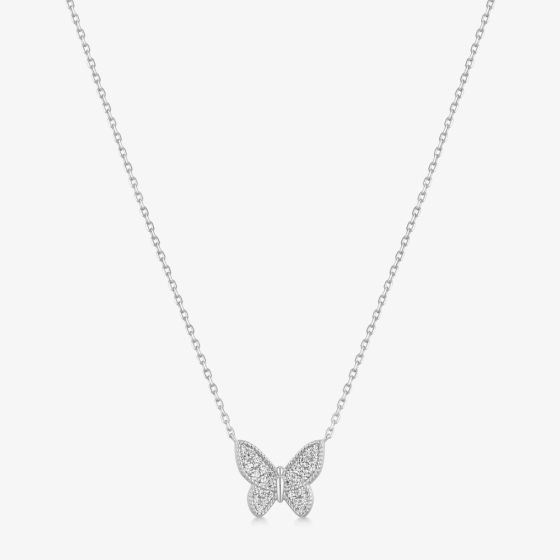 Ania Haie Ripple Joy Silver Pave Butterfly Necklace N073-07H