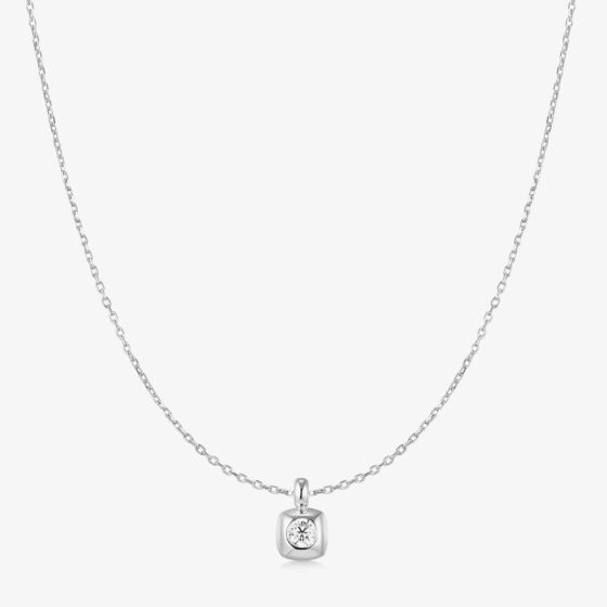 Ania Haie Tide Echo Silver Modern Bezel-Set Solitaire Necklace N072-01H