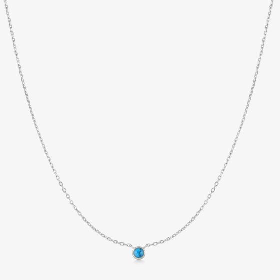 Ania Haie Ripple Joy Silver Bezel-Set Lab-Created Turquoise Solitaire Necklace N073-01H