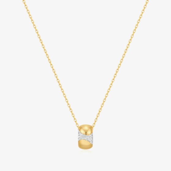 Ania Haie Tide Echo 14ct Gold Plated Puffed Rivulet Pave Necklace N072-03G