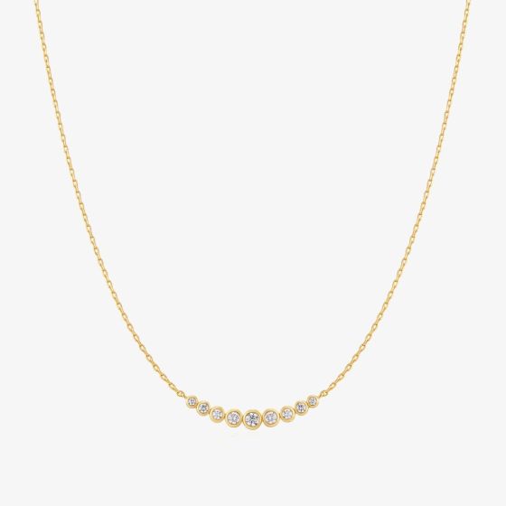 Ania Haie Luna Gaze 14ct Gold Plated Graduated Bezel-Set Chain N075-08G
