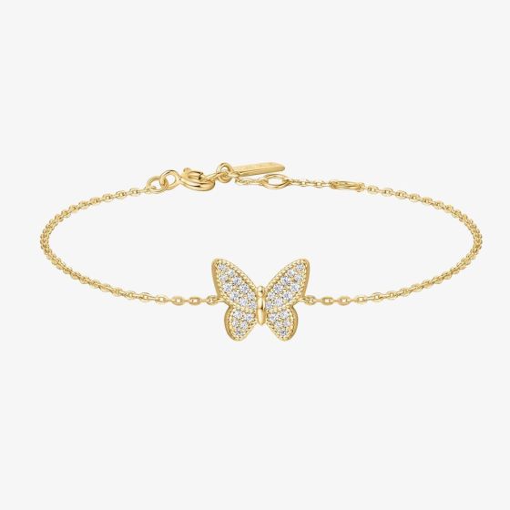 Ania Haie Sunny Sparkler 14ct Gold Plated Pave Butterfly Bracelet B064-02G