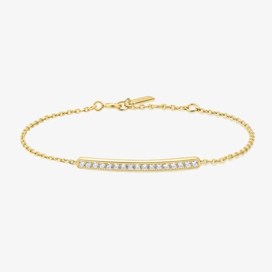 Ania Haie Vogue Maven 14ct Gold Plated Pave Bar Bracelet B062-02G