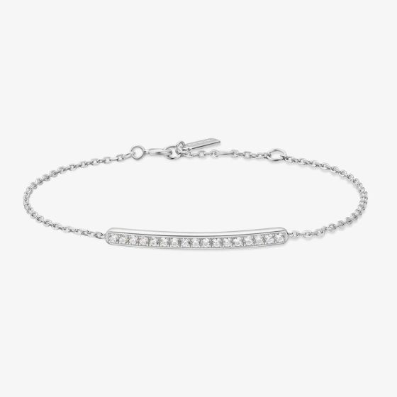 Ania Haie Vogue Maven Sterling Silver Pave Bar Bracelet B062-02H