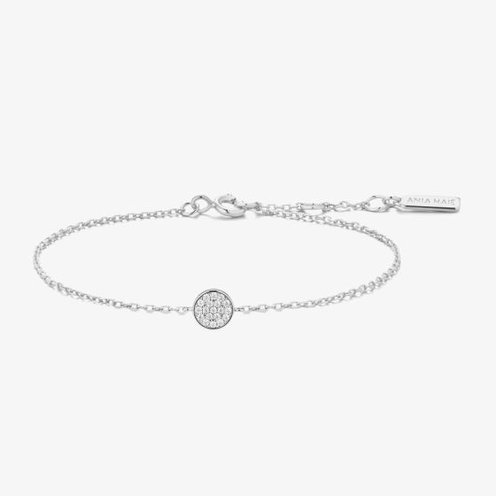 Ania Haie Luna Gaze Silver Cubic Zirconia Disc Bracelet B075-02H