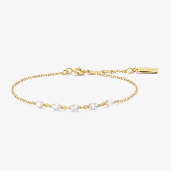 Ania Haie Luna Gaze Gold Plated Quintet Marquise Cut Cubic Zirconia Bracelet B075-03G