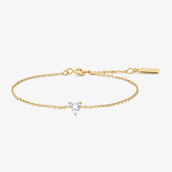 Ania Haie Starlit Drops Gold Plated Sparkle Heart Bracelet B074-01G