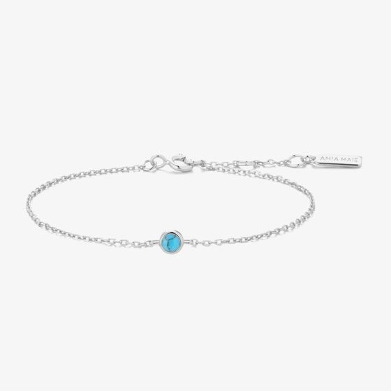 Ania Haie Ripple Joy Silver Bezel-Set Lab-Created Turquoise Solitaire Bracelet B073-01H
