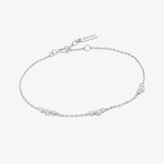 Ania Haie Sterling Silver Cubic Zirconia Cluster Station Bracelet B079-01H
