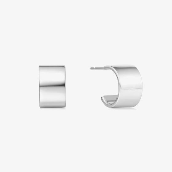 Ania Haie Vogue Maven Sterling Silver Flat Huggie Hoop Earrings E062-02H