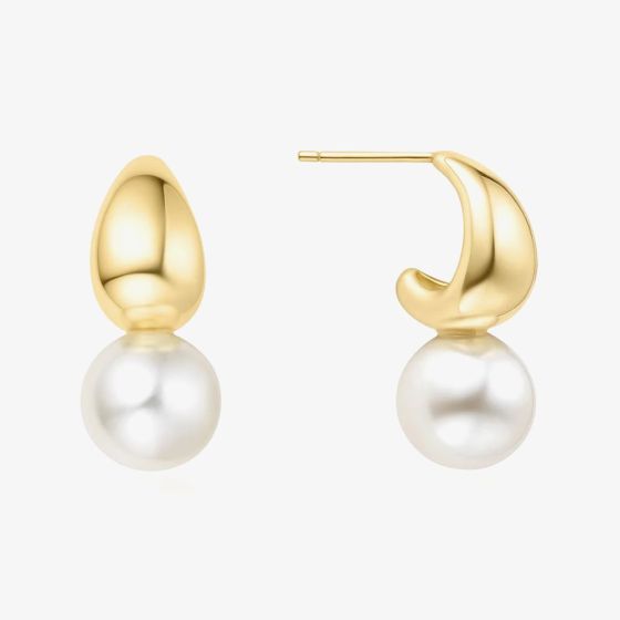 Ania Haie Vogue Maven 14ct Gold Plated Shell Pearl Dome Hoop Earrings E062-06G